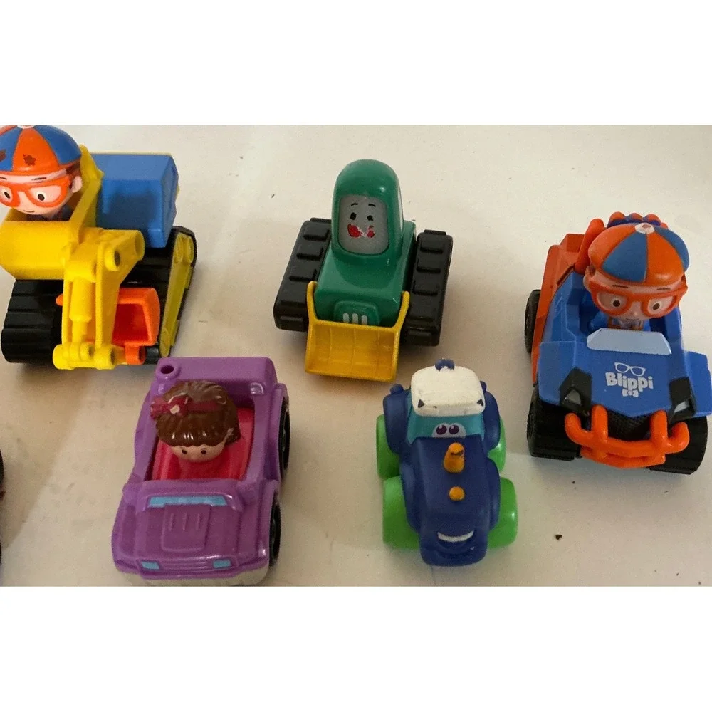 Blippi Toy Vehicle Lot Mini Cars Construction Trucks Excavator Police Car Set